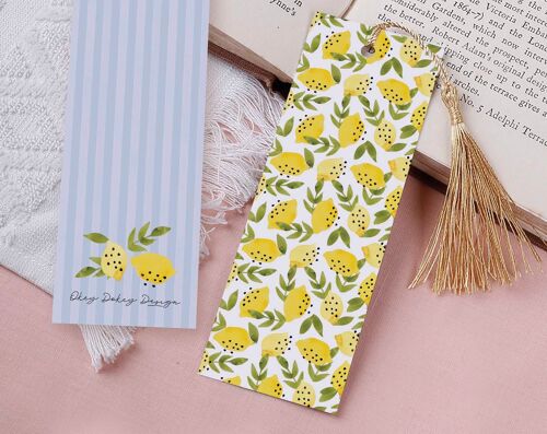 Botanical Lemons Paper Bookmark With Tassel