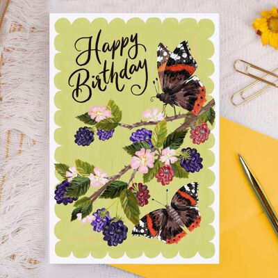 Cartolina d'auguri di buon compleanno farfalle