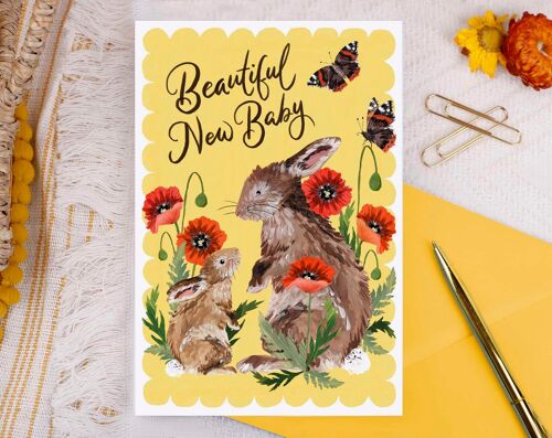 Beautiful New Baby Rabbit Greeting Card