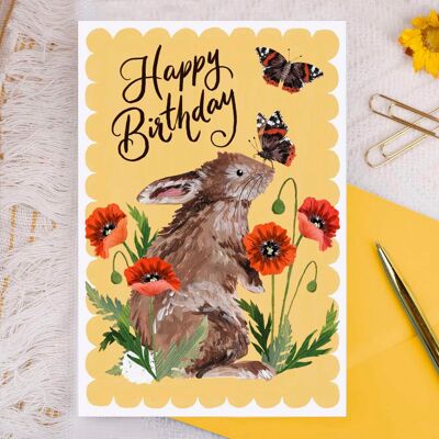 Cartolina d'auguri di buon compleanno coniglio