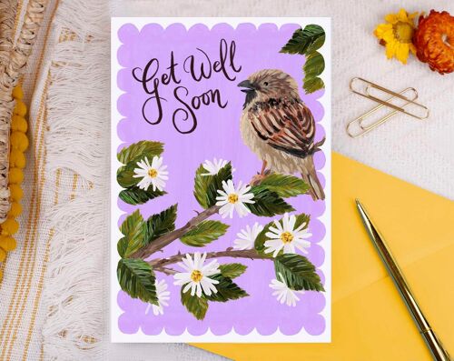Get Well Soon Sparrow  Greeting Card
