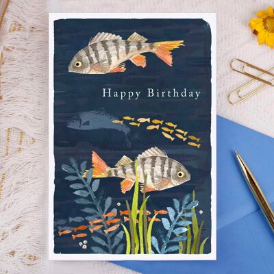Cartolina d'auguri di buon compleanno pesce