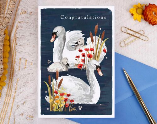 Congratulations New Baby Swans Greeting Card
