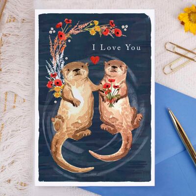 I Love You Anniversary Otter Greeting Card