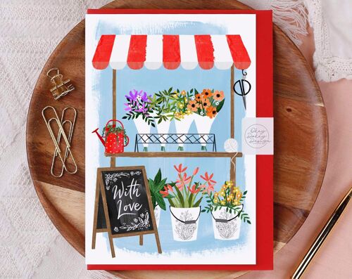With Love Flower Shop Greeting Card