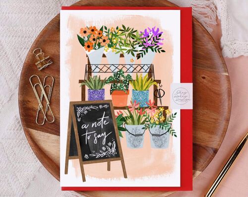 Note To Say Flower Shop Greeting Card