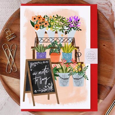 Note To Say Flower Shop Greeting Card