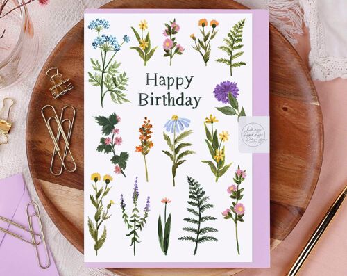 Happy Birthday Flowers Greeting Card