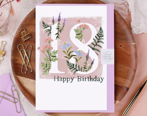 Happy 18th Birthday Flowers Greeting Card