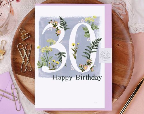 Happy 30th Birthday Flowers Greeting Card