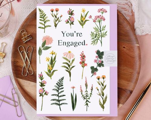 You're Engaged Flowers Greeting Card
