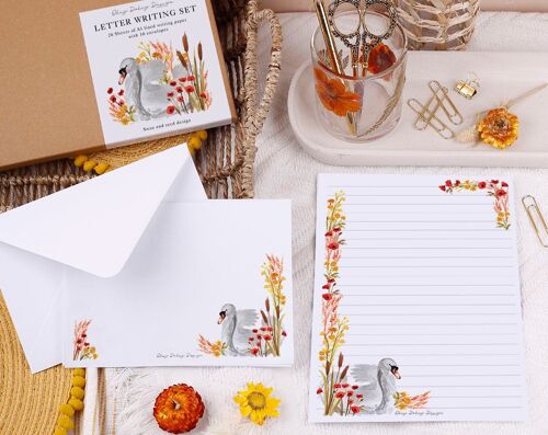 A5 Lined Swans Writing Paper