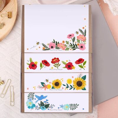 A5 Unlined Bold Flowers Writing Paper Gift Set