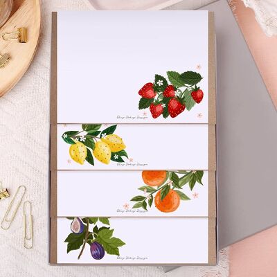 Set regalo in carta da lettere con frutta, formato A5