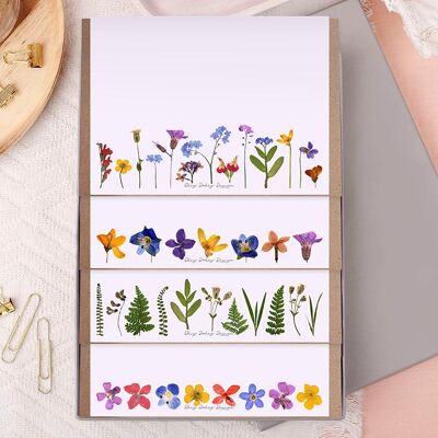 Coffret cadeau de papier à lettres A5 fleurs pressées non lignées