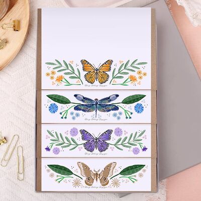 Coffret cadeau de papier à lettre A5 papillons non ligné