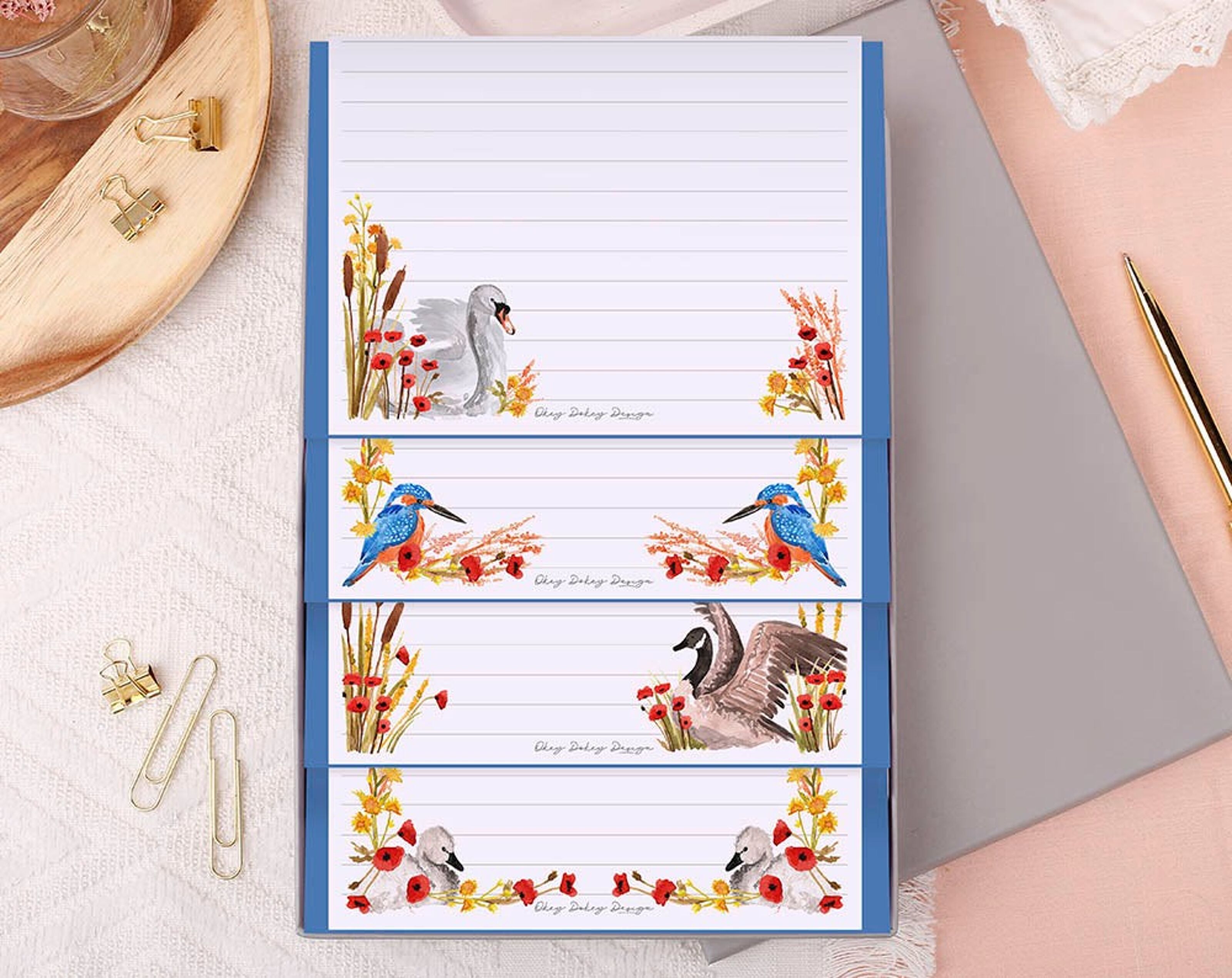 Letter writing paper forest stationery birds lined set A4