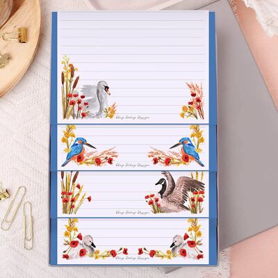 Coffret cadeau de papier à lettres ligné A5 Oiseaux de rivière