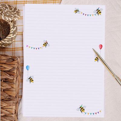 Papel de escribir A4 con líneas de abejas
