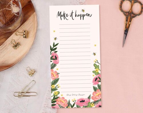 Flowers and Bees List Pad