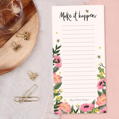 Flowers and Bees List Pad