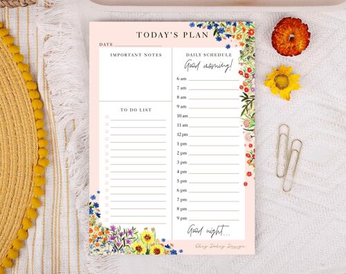 Garden Flowers Daily Planner Pad