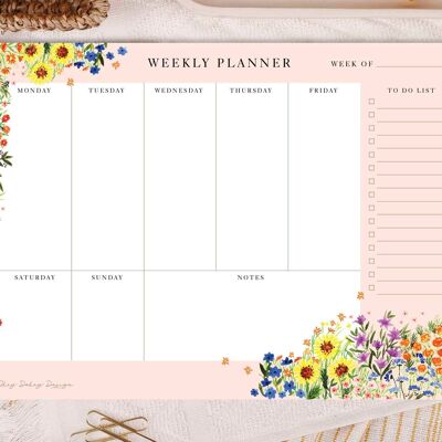 Planner settimanale con fiori da giardino