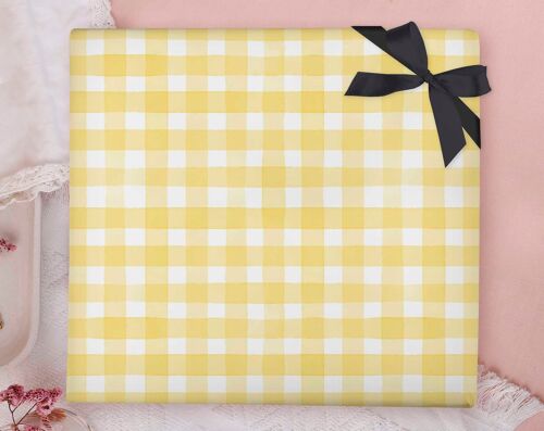 Yellow Gingham Wrapping Paper Sheet