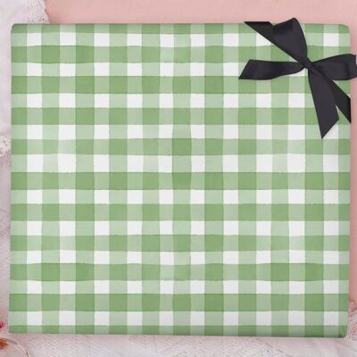 Green Gingham Wrapping Paper Sheet