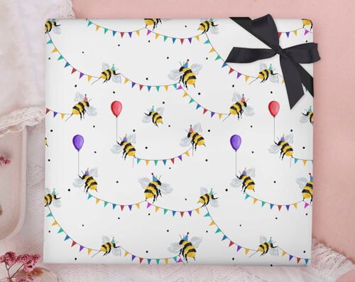 Bee Party Wrapping Paper Sheet