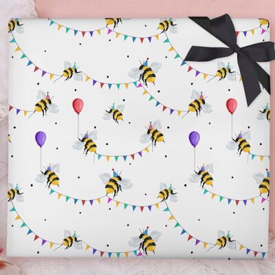 Hoja de papel de regalo para fiestas de abejas