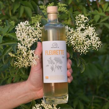 FLEURETTE Bio - Liqueur de fleur de sureau et reine-des-prés - en cocktail ou pure digestif - 50 cl + étui 2