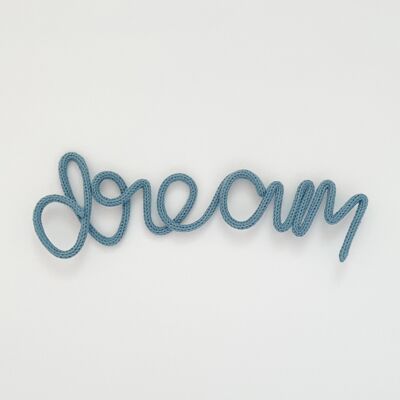 ocean teal - ‘dream’ inspiring wire word wall art for over the bed
