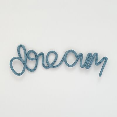 dusty taupe - ‘dream’ inspiring wire word wall art for over the bed