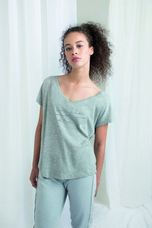 Short Sleeve V-Neck available in Heather Grey, Black & White - Heather Grey
