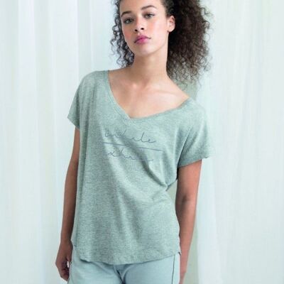 Short Sleeve V-Neck available in Heather Grey, Black & White - Heather Grey