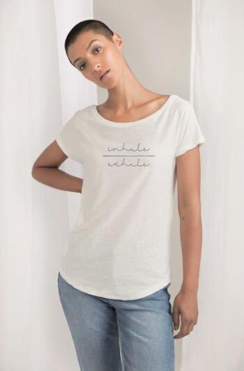 T-shirt Vintage Loose Fit Blanc, Gris Ardoise, Noir & Ivoire - 1 1