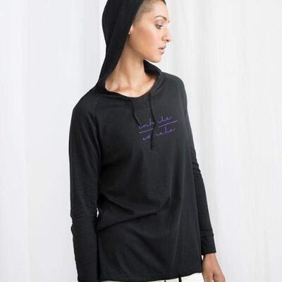 Sudadera con capucha de ajuste holgado en negro, blanco y gris jaspeado - Inhale Exhale - Blanco