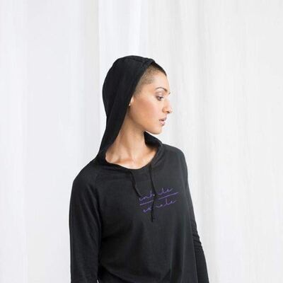 Loose Fit Hoodie in Black, White & Heather Grey - Inhale Exhale - White