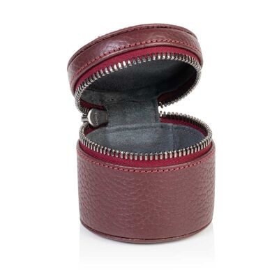 Burgundy Richmond Leather Round Trinket Box