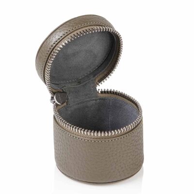 Olive Green Richmond Leder Runde Trinket Box