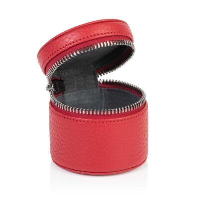 Red Richmond Leather Round Trinket Box