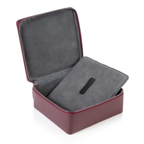 Burgundy Richmond Leather Zip Around Jewellery Box