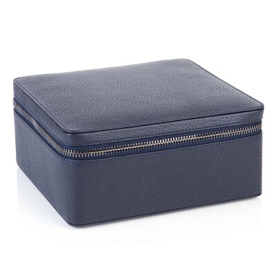 Indigo Blue Richmond Leather Zip Around Jewellery Box