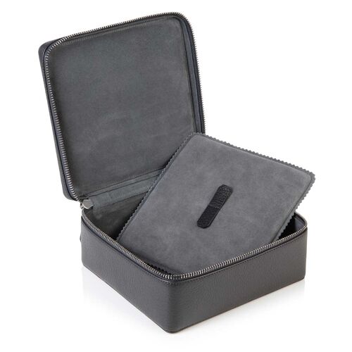 Slate Grey Richmond Leather Zip Around Jewellery Box