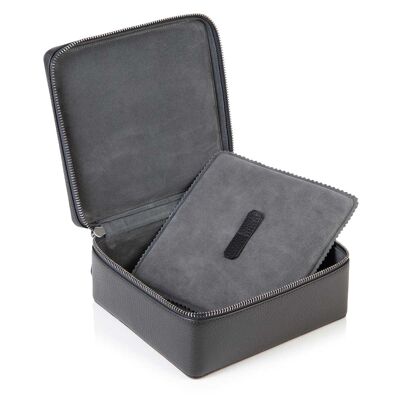 Slate Grey Richmond Leather Zip Around Jewellery Box