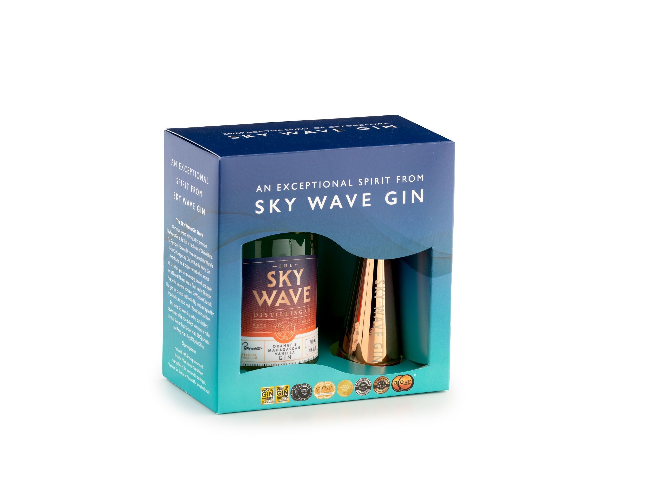 Sky Wave Orange & Madagascan Vanilla Gin 200 ml & Jigger-Geschenkbox
