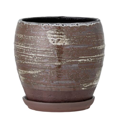 Calla Flowerpot w/Saucer, Brown, Stoneware (D18,5xH18 cm)
