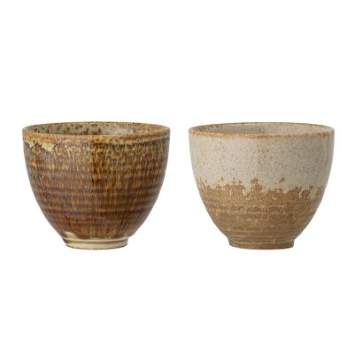 Willow Cup, Brown, Stoneware (D9,5xH7,5 cm, Set of 2)
