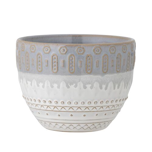 Basel Flowerpot, Grey, Stoneware (D14xH11 cm)
